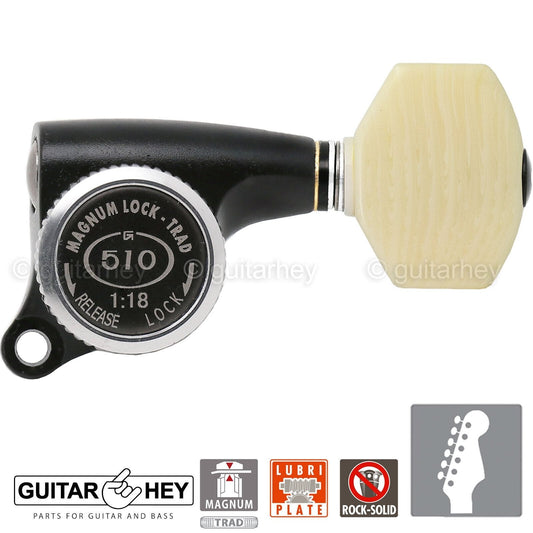 NEW Gotoh SGS510Z-M07 MGT 6 in line Locking Tuners Set w/ 18:1 Ratio BLACK SATIN