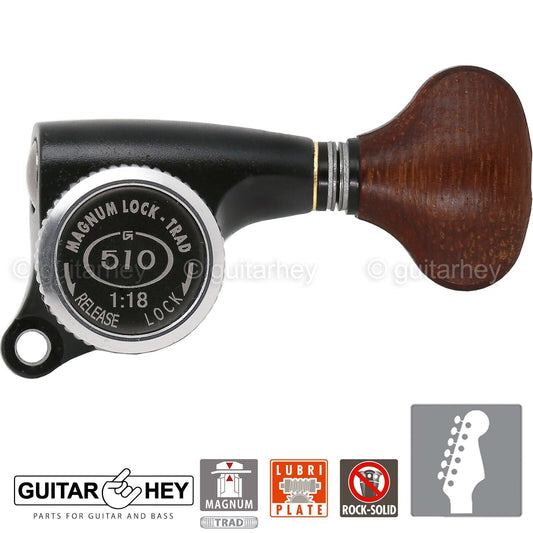 NEW Gotoh SGS510Z-GS5 MGT 6 in line Locking Tuners Set w/ 18:1 Ratio BLACK SATIN