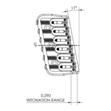 Load image into Gallery viewer, USA Hipshot 6 String Multi-Scale Fixed Guitar Bridge 11° Angle .125&quot; Flr CHROME