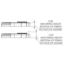 Load image into Gallery viewer, USA Hipshot 6 String Multi-Scale Fixed Guitar Bridge 18° Angle .125&quot; Floor GOLD