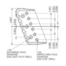 Carregar imagem no visualizador da galeria, USA Hipshot 6 String Multi-Scale Fixed Guitar Bridge 21° Angle .125&quot; Floor SATIN