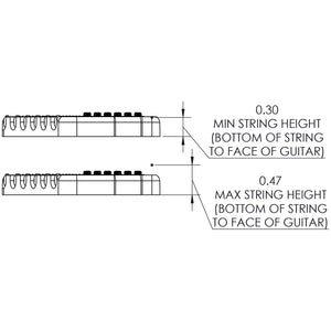 USA Hipshot 6 String Multi-Scale Fixed Guitar Bridge 21° Angle .125" Floor SATIN