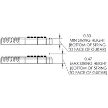 Load image into Gallery viewer, USA Hipshot 6 String Multi-Scale Fixed Guitar Bridge 21° Angle .125&quot; Floor BLACK