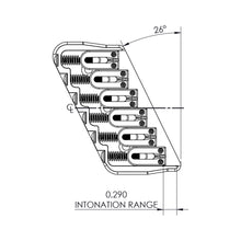 Carregar imagem no visualizador da galeria, USA Hipshot 6 String Multi-Scale Fixed Guitar Bridge 26° Angle .125&quot; Flr NICKEL