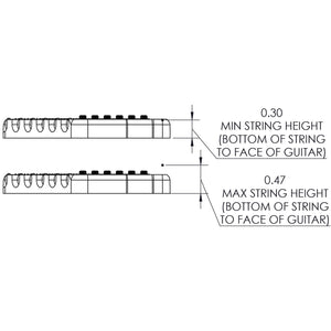 USA Hipshot 6 String Multi-Scale Fixed Guitar Bridge 26° Angle .125" Flr NICKEL