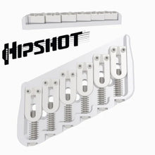 Load image into Gallery viewer, USA Hipshot 6 String Multi-Scale Fixed Guitar Bridge 26° Angle .125&quot; Flr SATIIN