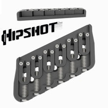 Carregar imagem no visualizador da galeria, USA Hipshot 6 String Multi-Scale Fixed Guitar Bridge 26° Angle .125&quot; Floor BLACK