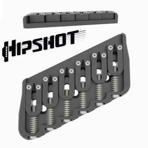 USA Hipshot 6 String Multi-Scale Fixed Guitar Bridge 26° Angle .125" Floor BLACK