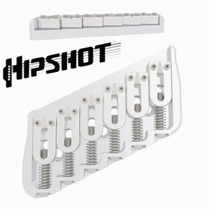 USA Hipshot 6 String Multi-Scale Fixed Guitar Bridge 26° Angle .175" Flr NICKEL