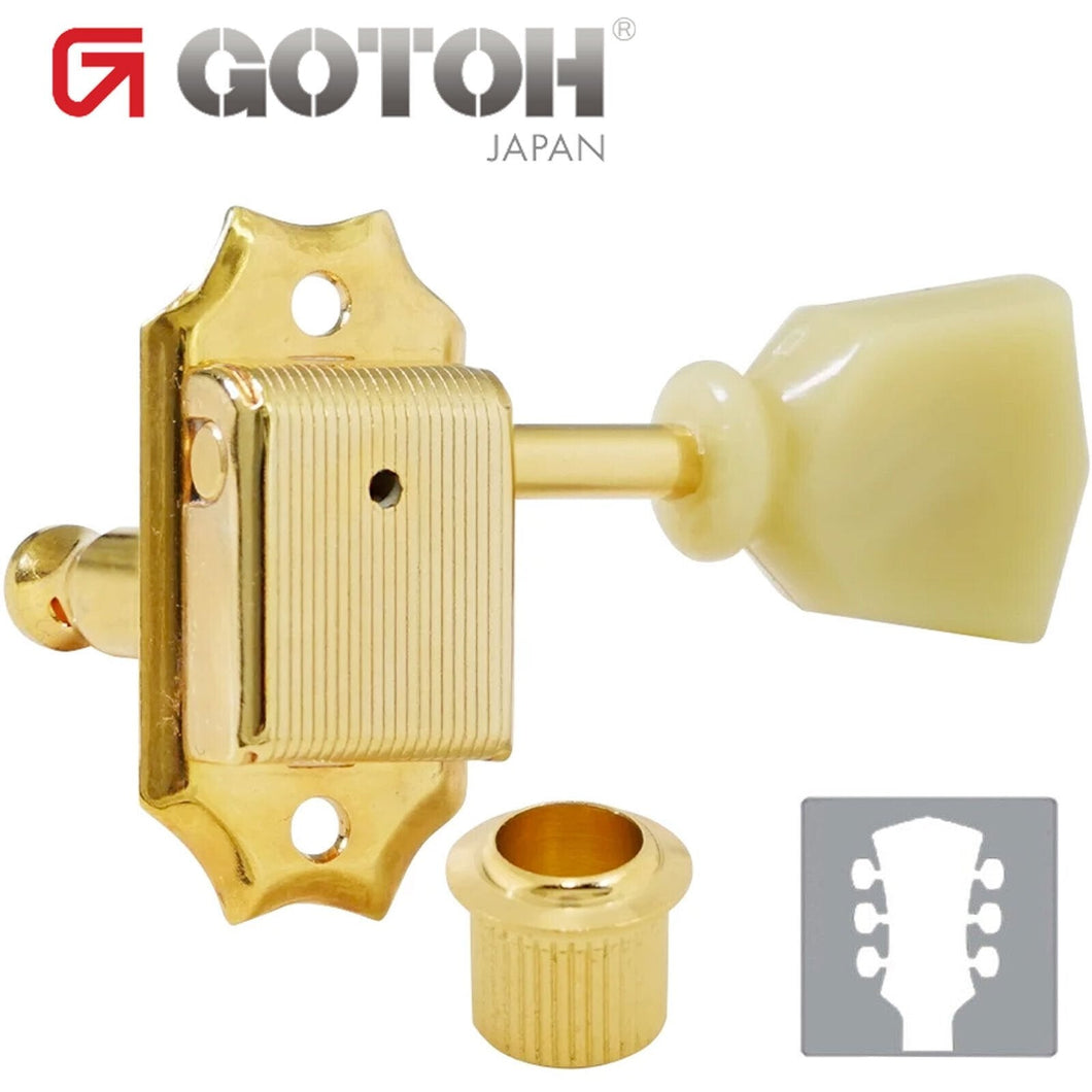 NEW Gotoh SD90-SL Tuners Tuning Vintage Keys Set BRASS Posts Keystone 3x3 - GOLD