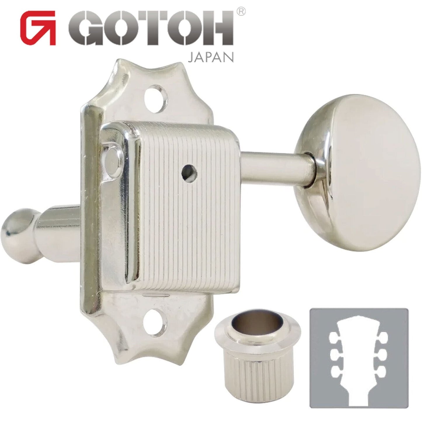 NEW Gotoh SD90-05M Tuners Tuning Vintage Keys Set BRASS Posts 3x3 - NICKEL