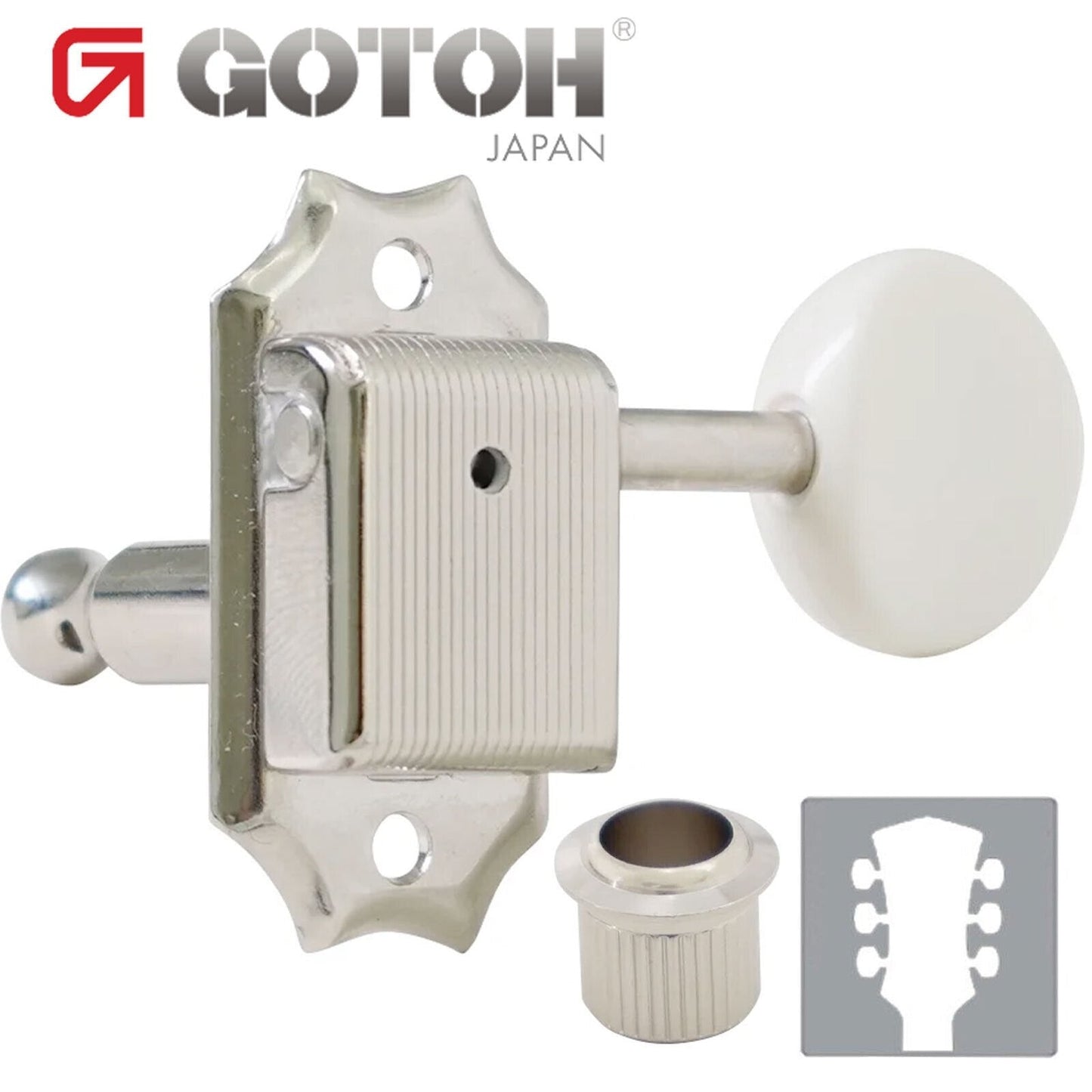 NEW Gotoh SD90-05MA Tuners Tuning Vintage Keys Set BRASS Posts 3x3 - NICKEL