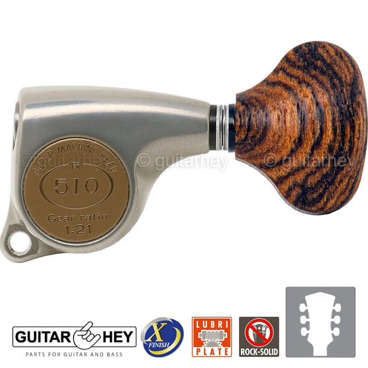 NEW Gotoh SGL510Z-RL5 Tuning Keys Set 1:21 Ratio 3x3 - ANTIQUE X-FINISH NICKEL