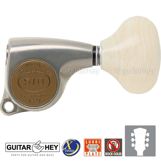 NEW Gotoh SGL510Z-VL5 Tuning Keys Set 1:21 Ratio 3x3 - ANTIQUE X-FINISH NICKEL