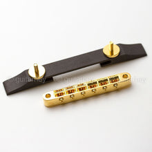 Load image into Gallery viewer, NEW Archtop Guitar Bridges w/ TOM Tunematic Gotoh GE104B GOLD &amp; Ebony Base