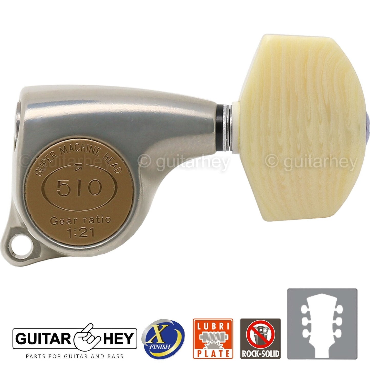 NEW Gotoh SGL510Z-M01 Tuning Keys Set 1:21 Ratio 3x3 - ANTIQUE X-FINISH NICKEL