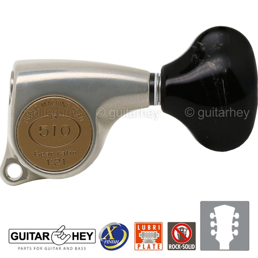 NEW Gotoh SGL510Z-FL5 Tuning Keys Set 1:21 Ratio 3x3 - ANTIQUE X-FINISH NICKEL