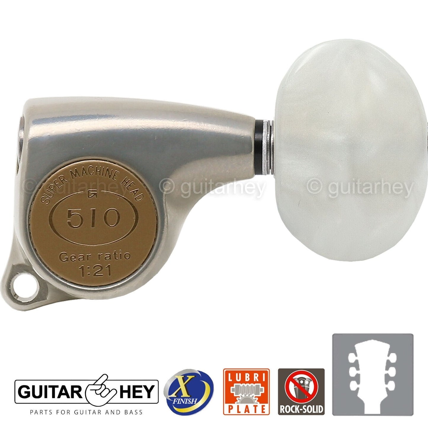 NEW Gotoh SGL510Z-P1 Tuning Keys Set 1:21 Ratio 3x3 - ANTIQUE X-FINISH NICKEL