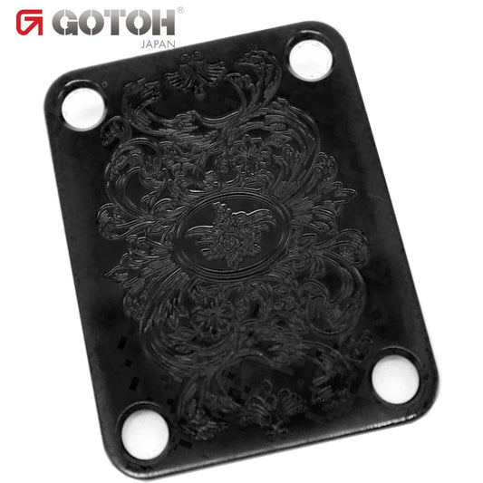 NEW Gotoh Neck Plate Luxury-Mode Japanese Art Acanthus for Guitar/Bass - BLACK