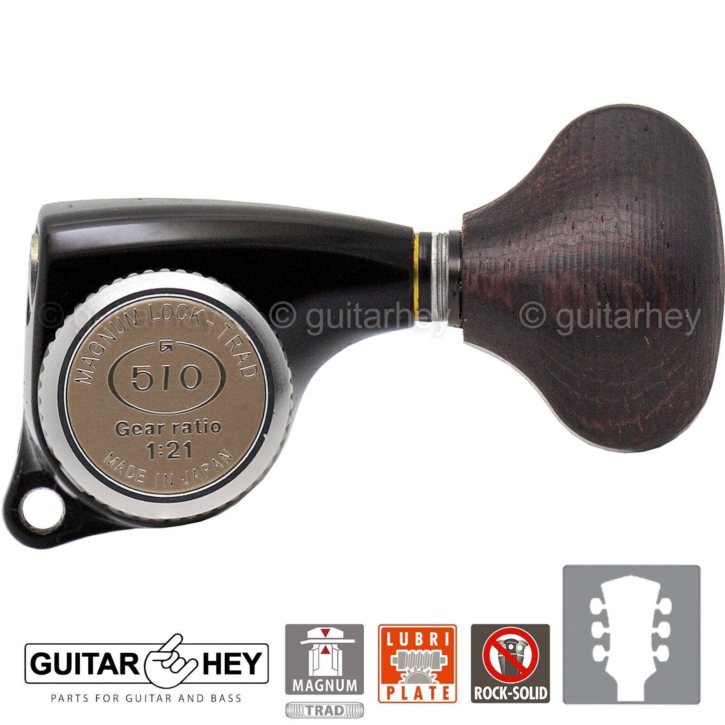 NEW Gotoh SGL510Z-TL5 MGT L3+R3 Locking Tuning Keys, 21:1 Ratio Set 3x3 - BLACK