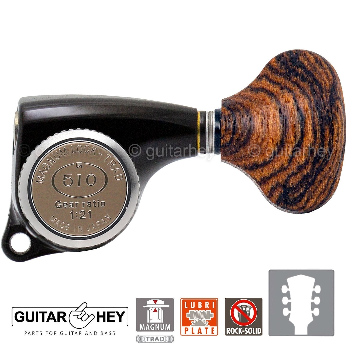 NEW Gotoh SGL510Z-RL5 MGT L3+R3 Locking Tuning Keys, 21:1 Ratio Set 3x3 - BLACK