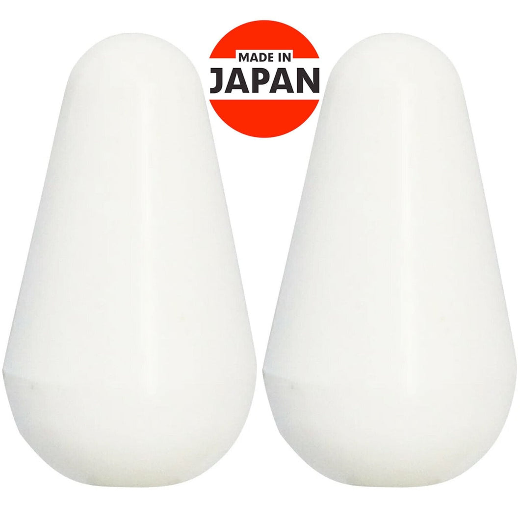 NEW (2) Switch Knobs (METRIC size) For Lever switch Strat Guitar Style - WHITE