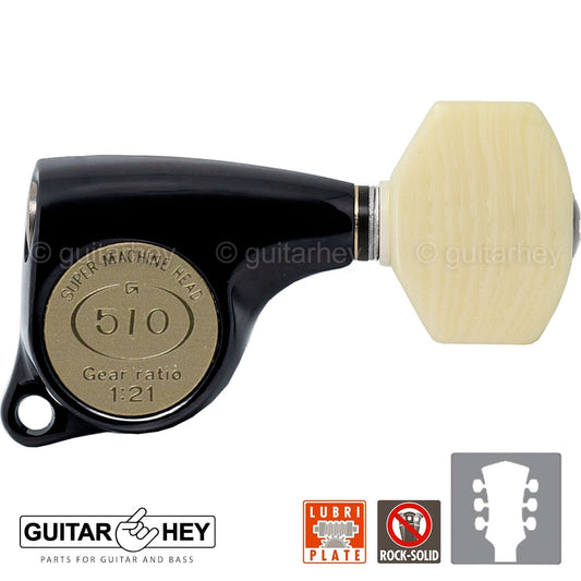 NEW Gotoh SGL510Z-M07 L3+R3 Super Tuning Keys Set 1:21 Ratio 3x3 - BLACK