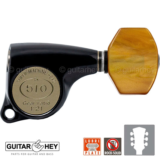 NEW Gotoh SGL510Z-P8 L3+R3 Super Tuning Keys Set 1:21 Ratio 3x3 - BLACK