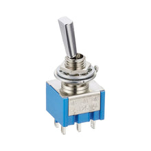 Load image into Gallery viewer, NEW (1) On-On-On Mini Switch DPDT 3-way Bass or Guitar - Made in Japan - CHROME