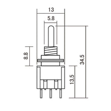 Load image into Gallery viewer, NEW (1) On-On-On Mini Switch DPDT 3-way Bass or Guitar - Made in Japan - CHROME