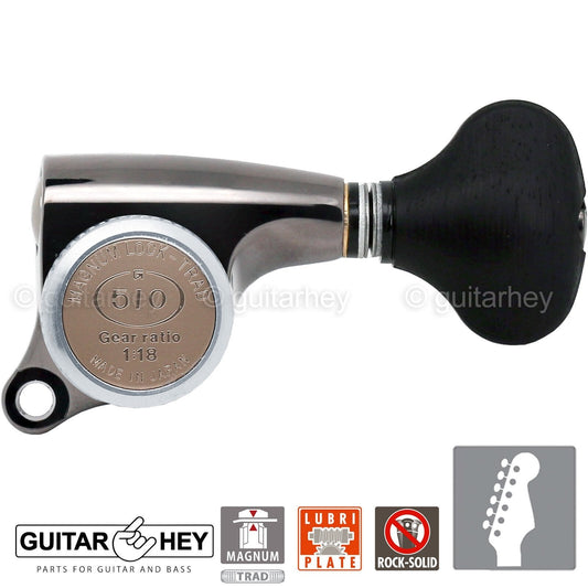 NEW Gotoh SGS510Z-ES5 MGT 6 in line Locking Tuners Set 18:1 Ratio - COSMO BLACK