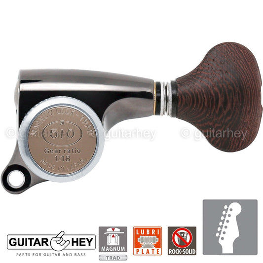 NEW Gotoh SGS510Z-TS5 MGT 6 in line Locking Tuners Set 18:1 Ratio - COSMO BLACK