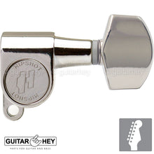 Carregar imagem no visualizador da galeria, NEW Hipshot Classic Mini Tuners 6 in line STAGGERED w/ Small Buttons - NICKEL