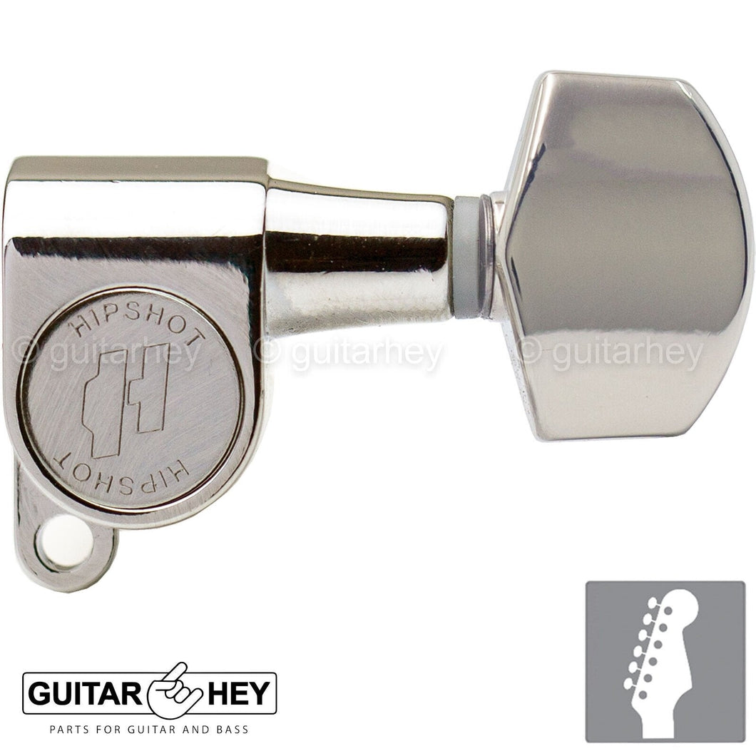 NEW Hipshot Classic Mini Tuners 6 in line STAGGERED w/ Small Buttons - NICKEL