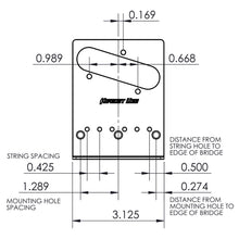 Load image into Gallery viewer, NEW Hipshot Telecaster® Retrofit Bridge 3 Mount Hole - Bender - STAINLESS STEEL