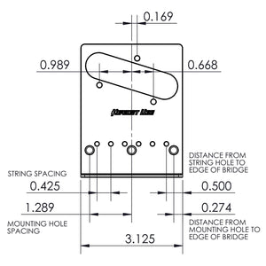 NEW Hipshot Telecaster® Retrofit Bridge 3 Mount Hole - Bender - STAINLESS STEEL