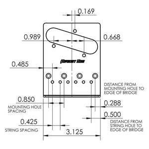 NEW Hipshot Telecaster® Retrofit Bridge 4 Mount Hole 6 Saddles - STAINLESS STEEL