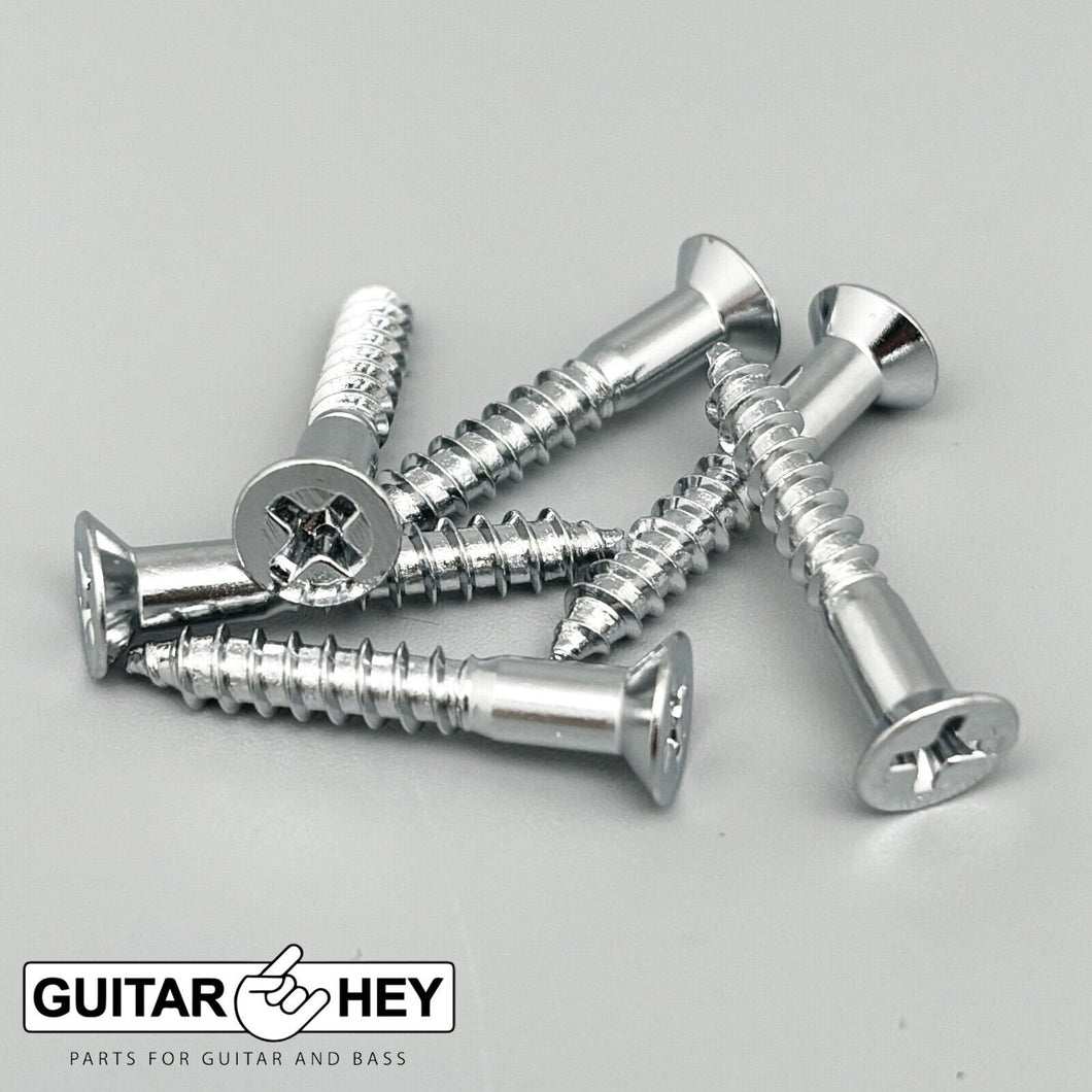 (6) Gotoh Mounting Screws for Tele Bridge GTC201/202 Flat Head 25mm - CHROME