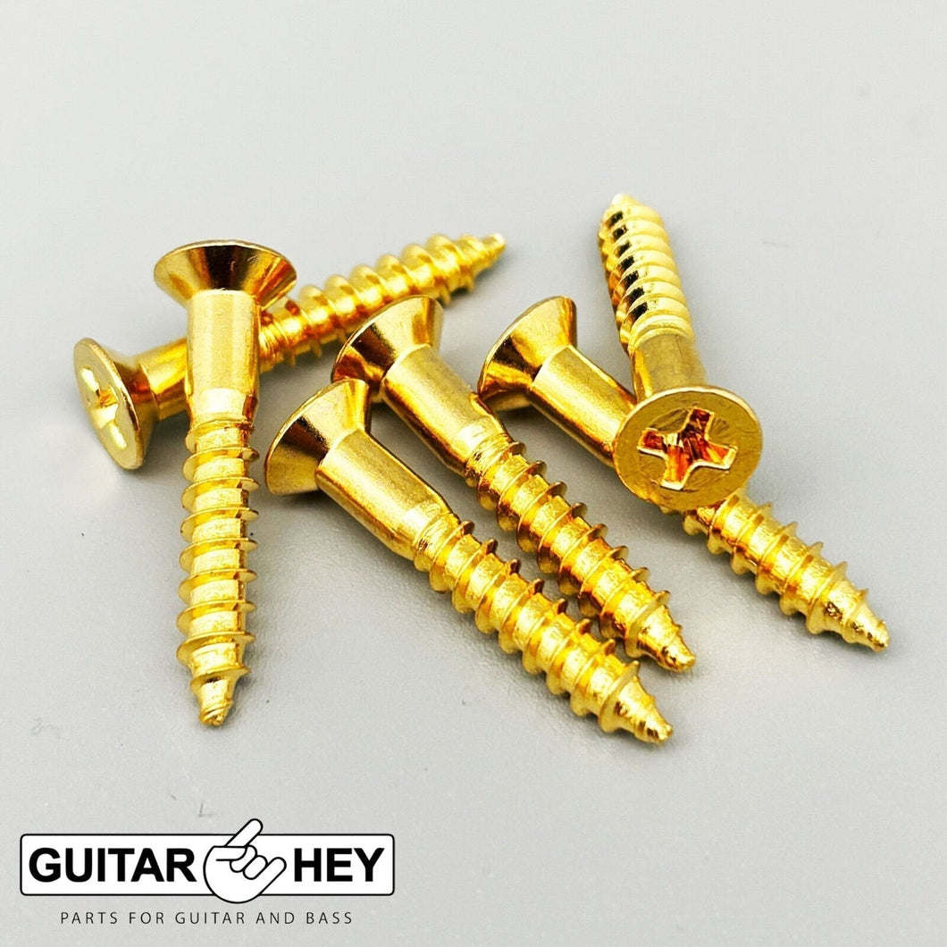 (6) Gotoh Mounting Screws for Tele Bridge GTC201/202 Flat Head 25mm - GOLD