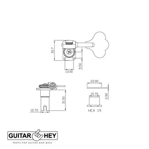 NEW Leo Quan Badass OGT Mini Bass Keys Open-Gear Bass Tuning Keys 2x2 - NICKEL