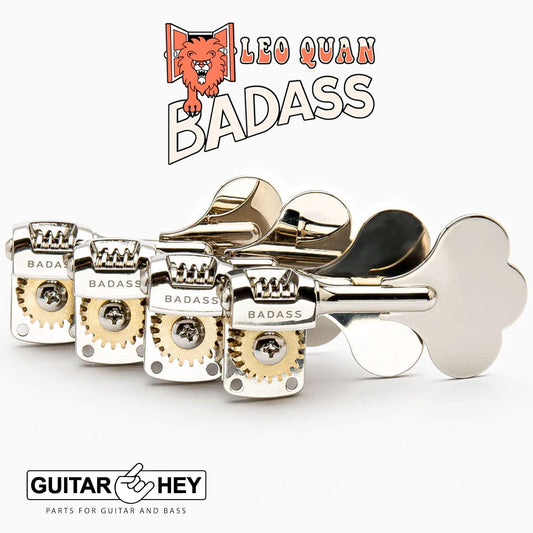 NEW Leo Quan Badass 4-in-line OGT Mini Bass Keys Open-Gear Bass Tuners - NICKEL