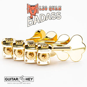 NEW Leo Quan Badass 4-in-line OGT Mini Bass Keys Open-Gear Bass Tuners - GOLD