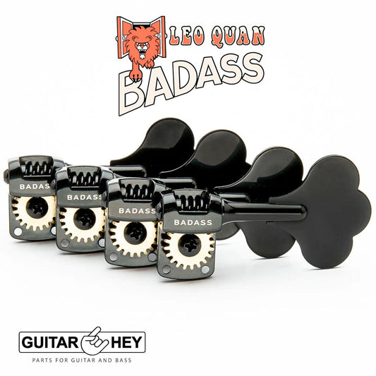 NEW Leo Quan Badass 4-in-line OGT Mini Bass Keys Open-Gear Bass Tuners - BLACK