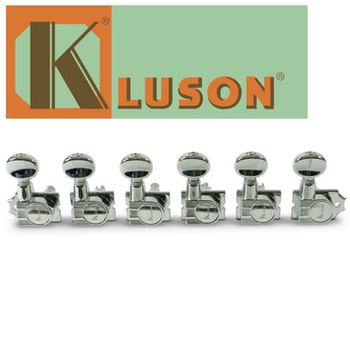NEW Kluson® 6 In Line Revolution Series H-Mount Tuners Staggered Posts - CHROME