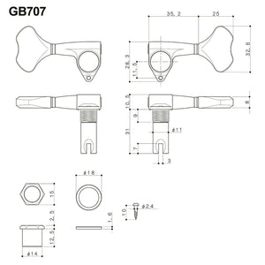 NEW Gotoh GB707 5-String Bass Machine Heads Set L4+R1 TUNERS 4x1 - GOLD