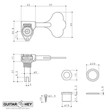 Load image into Gallery viewer, NEW Gotoh GBU510C-9 Compact Bass 4-in-line Tuners TREBLE SIDE LEFTY, COSMO BLACK