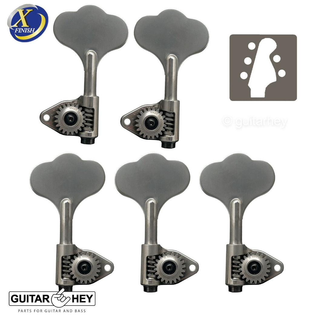 NEW Gotoh GBU510C-9 Compact Bass 5-String Tuners Open-Gear 3x2, ANTIQUE X-NICKEL