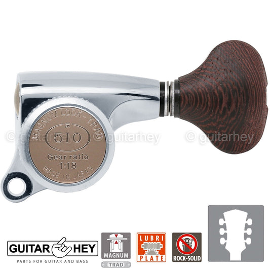 NEW Gotoh SGS510Z-TS5 MGT L3+R3 Set Mini Locking Tuners 1:18 Ratio 3x3 - CHROME