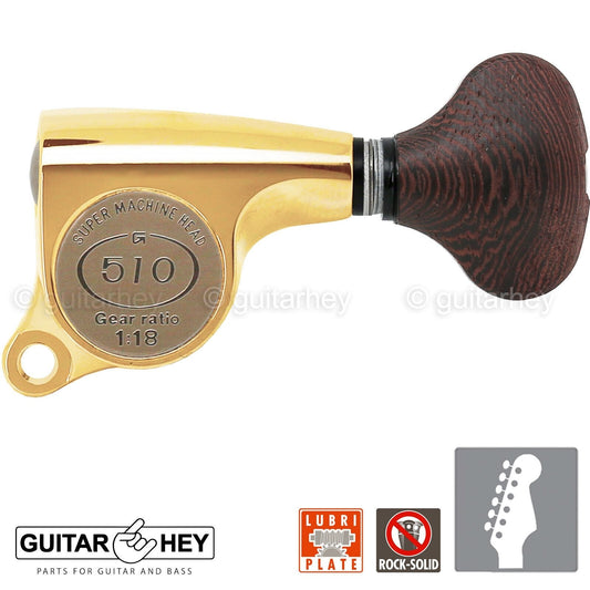 NEW Gotoh SGS510Z-TS5 Super Machine 6 in Line Mini Tuners Right-Handed 18:1 GOLD
