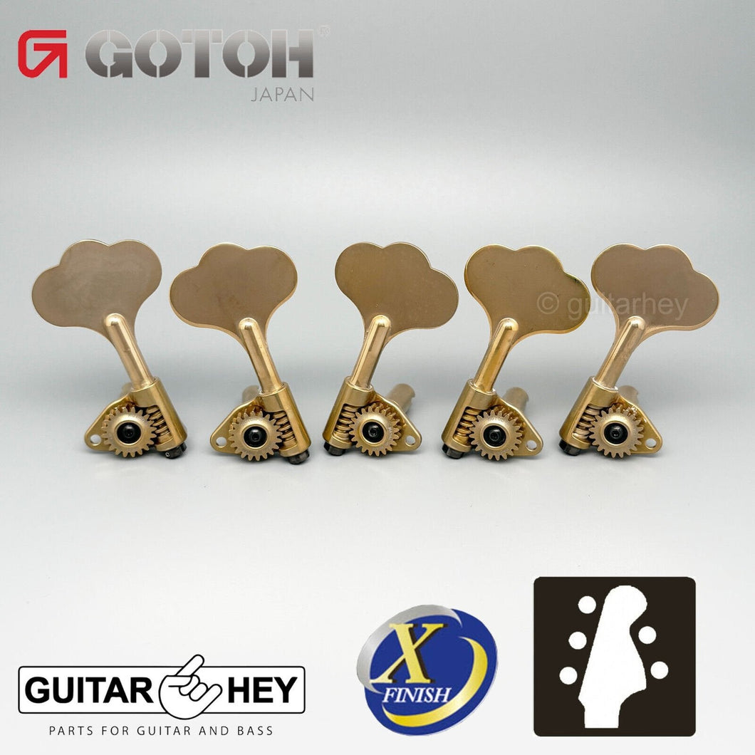 NEW Gotoh GBU510C-9 Compact Bass 5-String Tuners Open-Gear 3x2, ANTIQUE X-GOLD